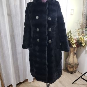 Vintage Black Faux Fur Coat